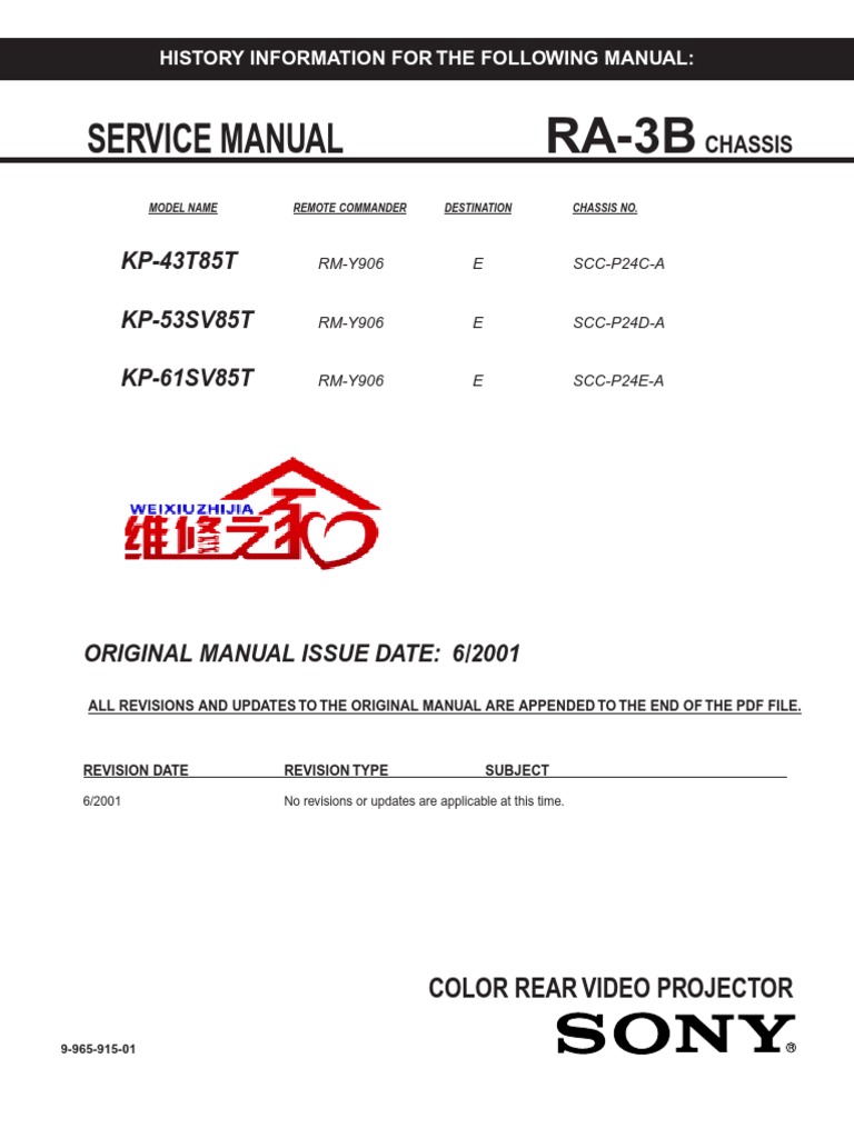 Service Manual Kp-53sv85t | Tubo de rayos catódicos | Lente (Óptica)