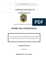 "Las Politicas Sociales para Disminuir La Violencia Familiar en El Barrio de Yananaco Distrito de Huancavelica