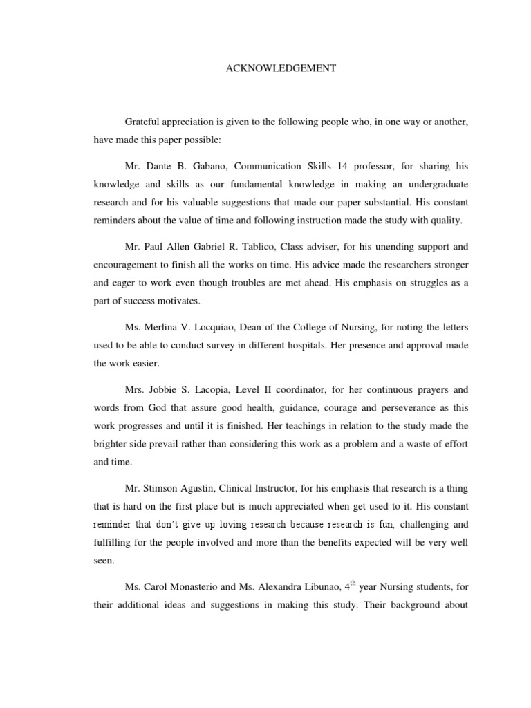 Acknowledgement | PDF | Nursing | Hospital