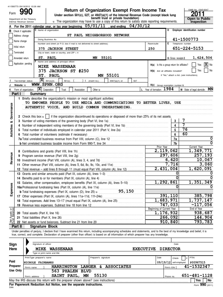 US Tax Return PDF 501(C) Organization Economy Of The United States