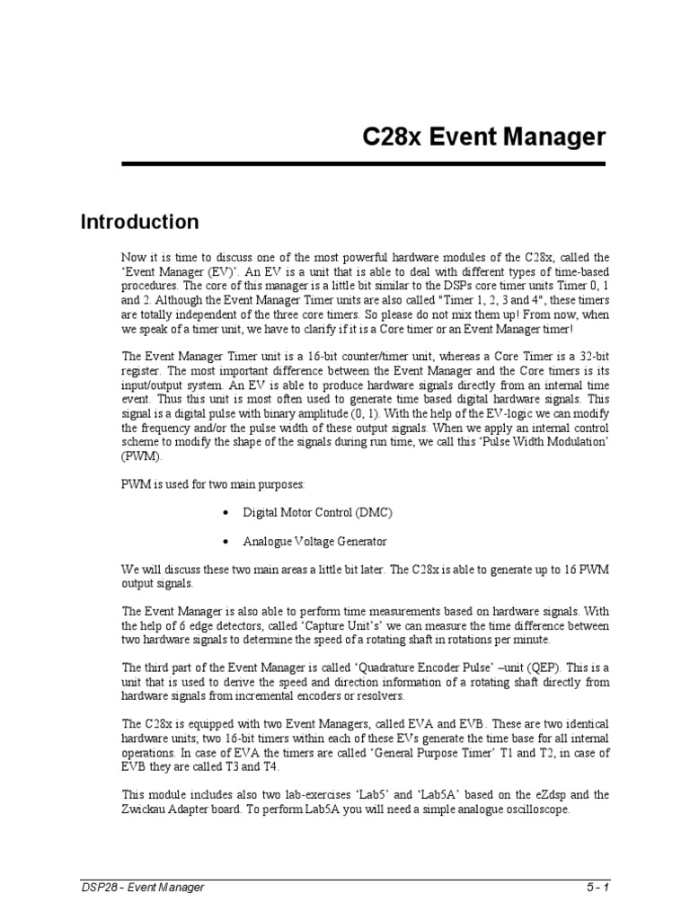 C28x Event Manager Overview | PDF