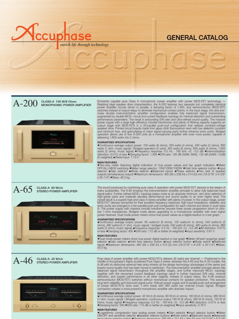 Accuphase A-80 Stereo Power Amplifier - Stereo power amplifier in Class A | BLOG
