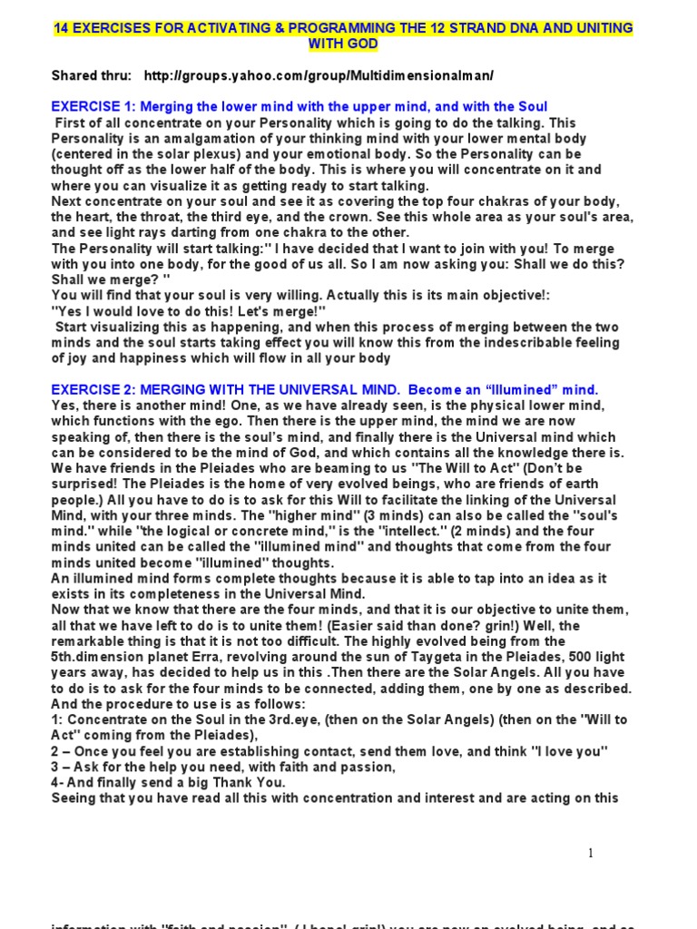 12 Strand DNA Activation Exercises | PDF