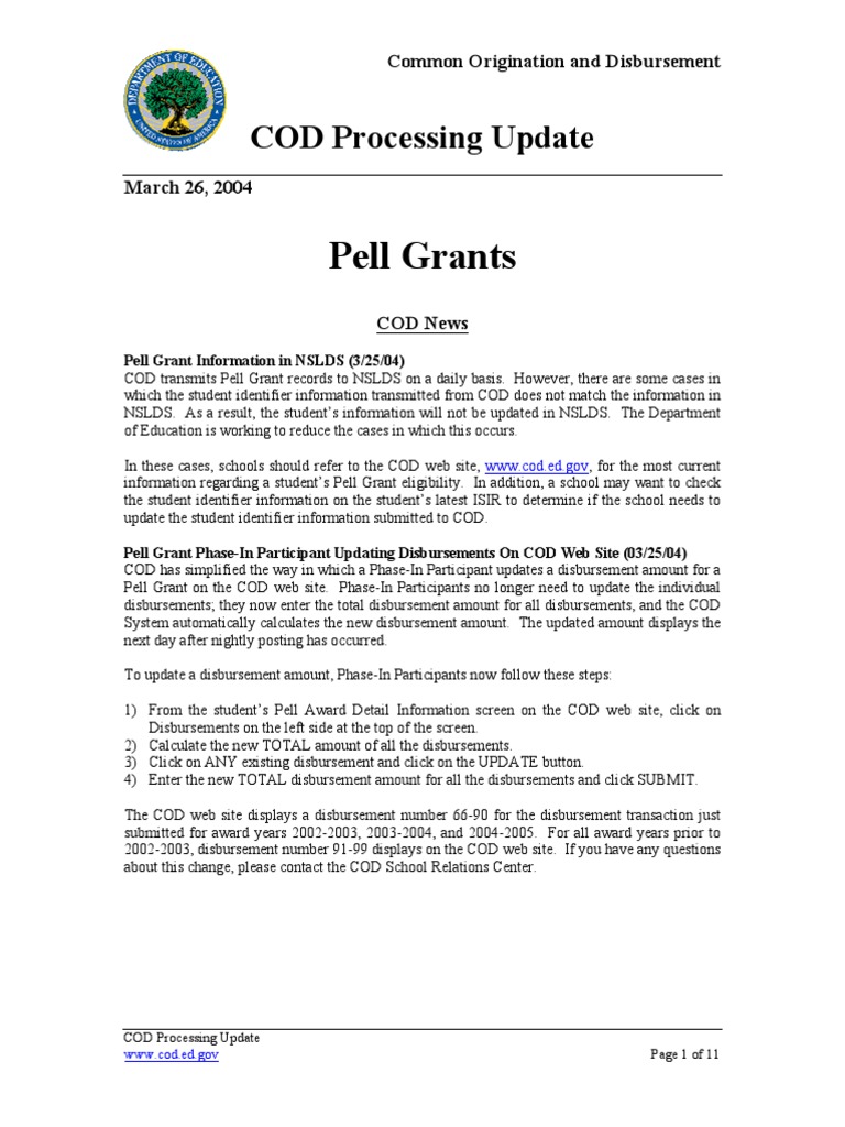 Student Identifier Discrepancies in COD | PDF | Pell Grant | Hyperlink