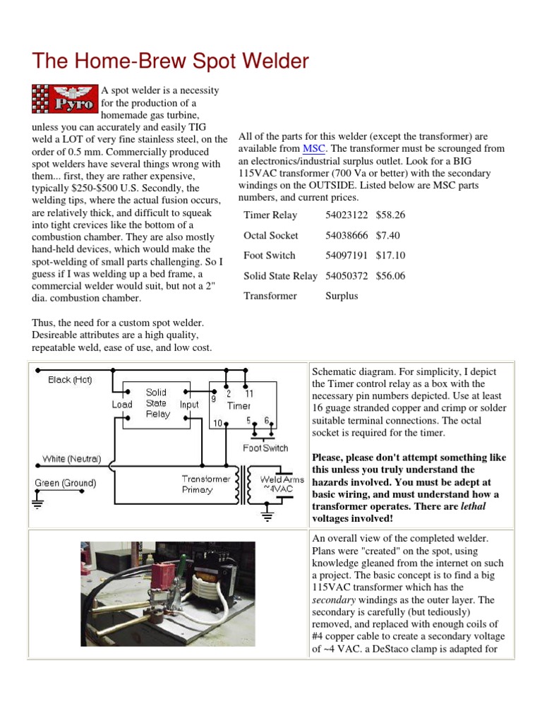 The HomeBrew Spot Welder PDF Transformer Electricity