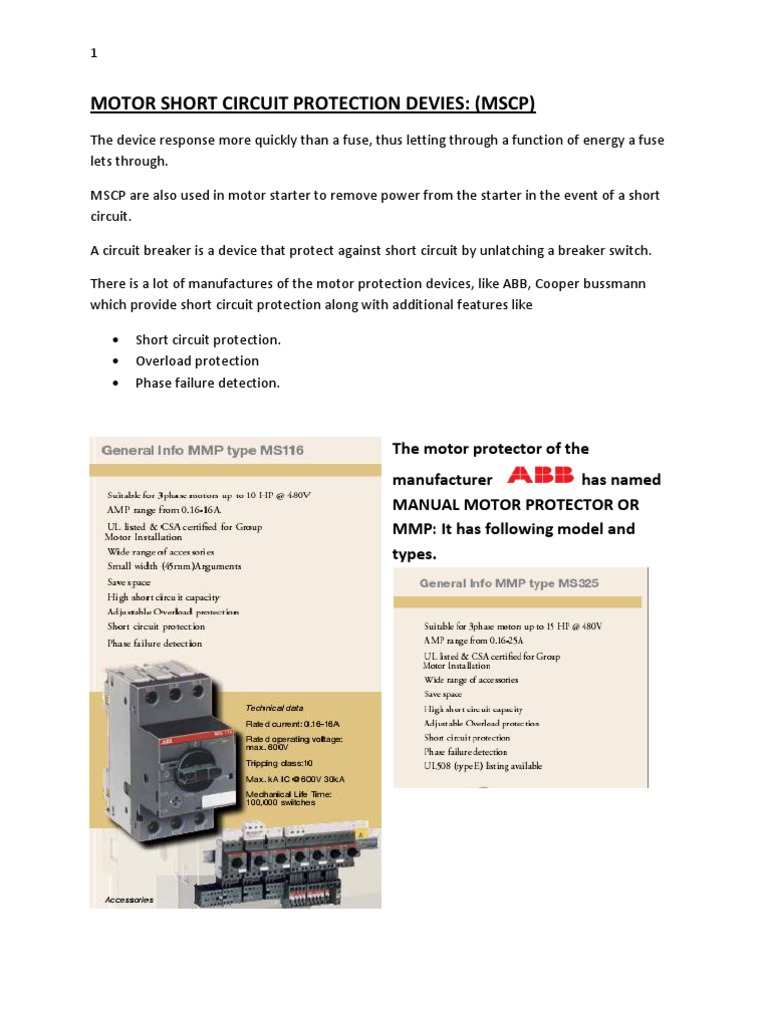 Bulletin 140M Motor Protection Circuit Breakers Models, Current