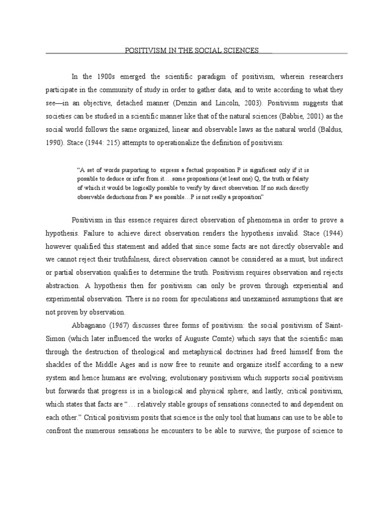 Positivism in The Social Sciences | PDF | Positivism | Social Science