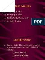 Ratio Analysis: I) Liquidity Ratios Ii) Solvency Ratios Iii) Profitability Ratios and Iv) Activity Ratios