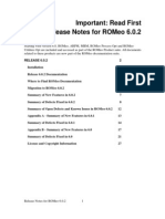 Important: Read First Release Notes For Romeo 6.0.2