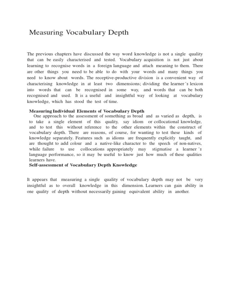 Assessing Vocabulary Depth Effectively | PDF