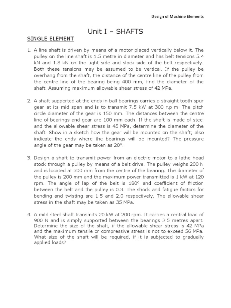 Shaft Design for Power Transmission | PDF | Belt (Mechanical) | Gear