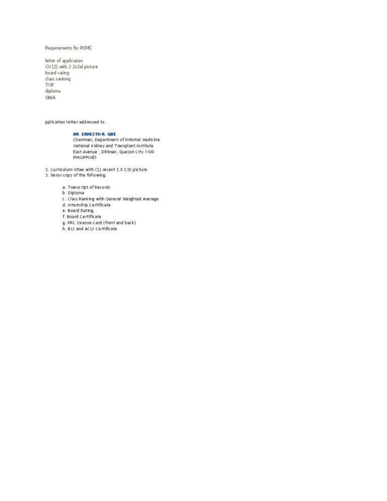 Pre Res Requirements | PDF