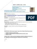 Brief Curriculum Vitae: Specialisation: (P Ea 1. 2. 3. Statistical Analysis