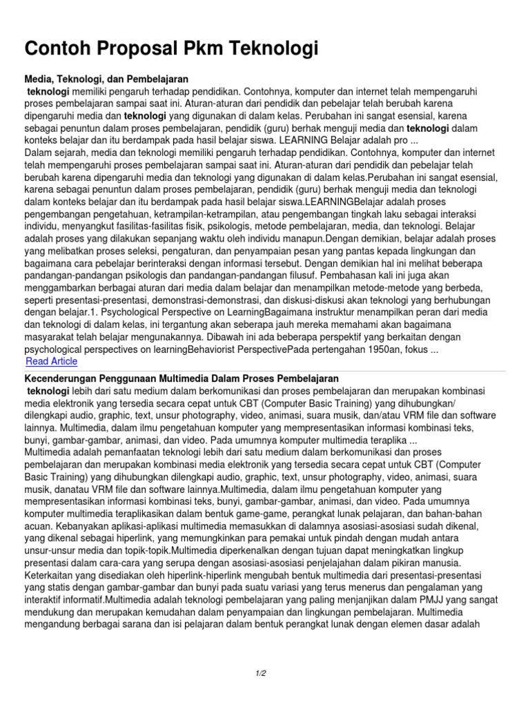 Contoh Proposal Pkm Teknologi