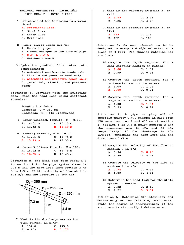 NUD Integ 2 LE2 2026 Ans Key | PDF | Water | Indeterminacy (Philosophy)