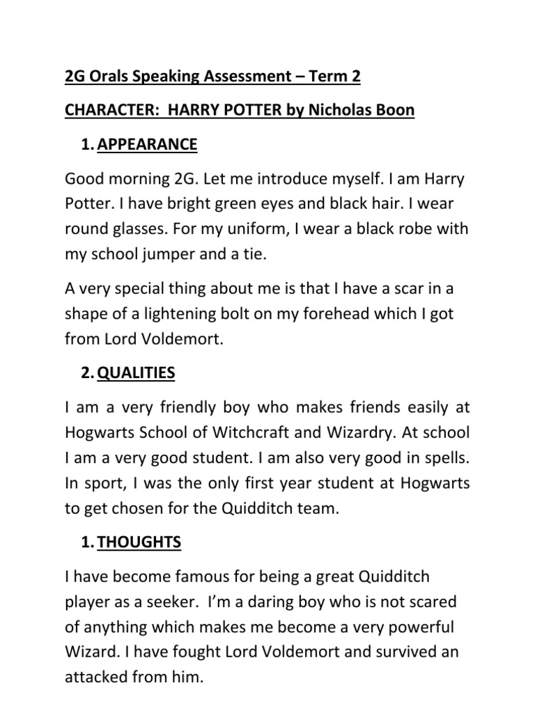 Harry Potter Character Assessment | PDF