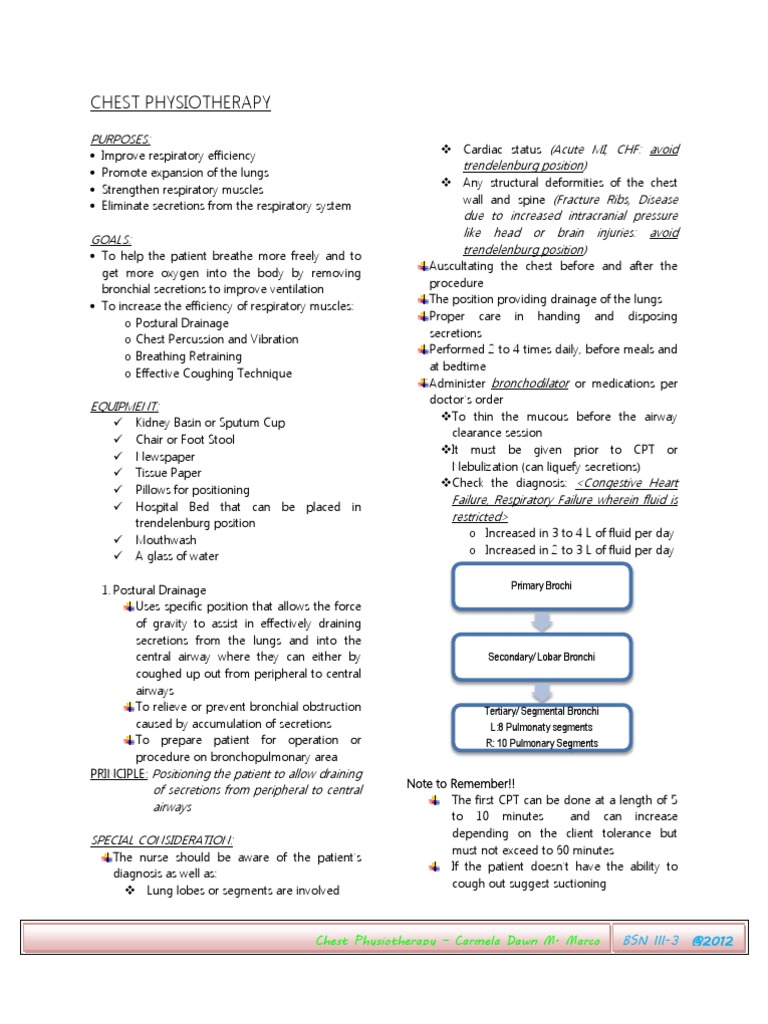 Chest Physiotherapy | PDF | Thorax | Respiratory Tract