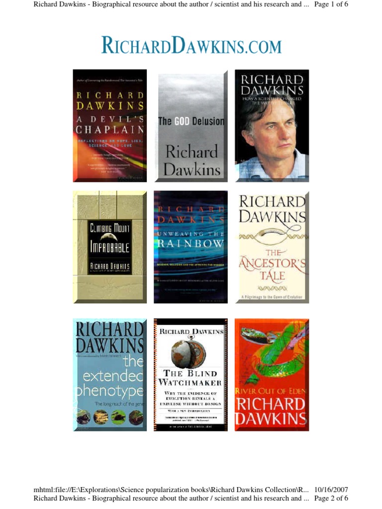Richard Dawkins - His Research and Books | PDF | Richard Dawkins ...
