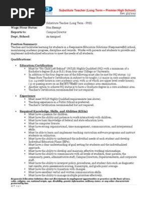 Substitute Teacher Job Description - Long Term PHS Rev 3-01-2012