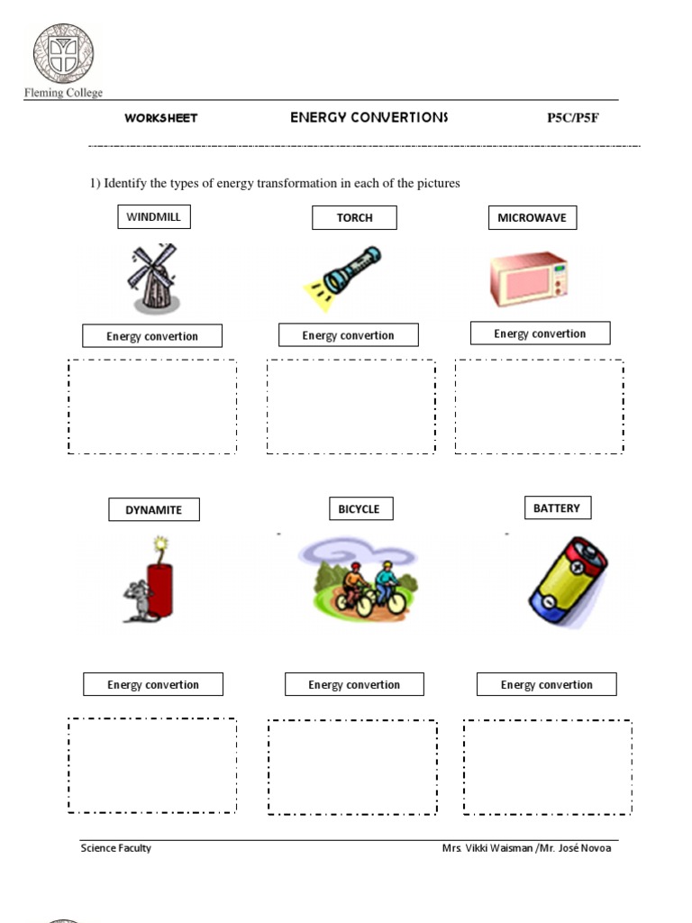 Energy Transformation  Worksheet  PDF  Continuum Mechanics With Energy Transformation Worksheet  Pdf
