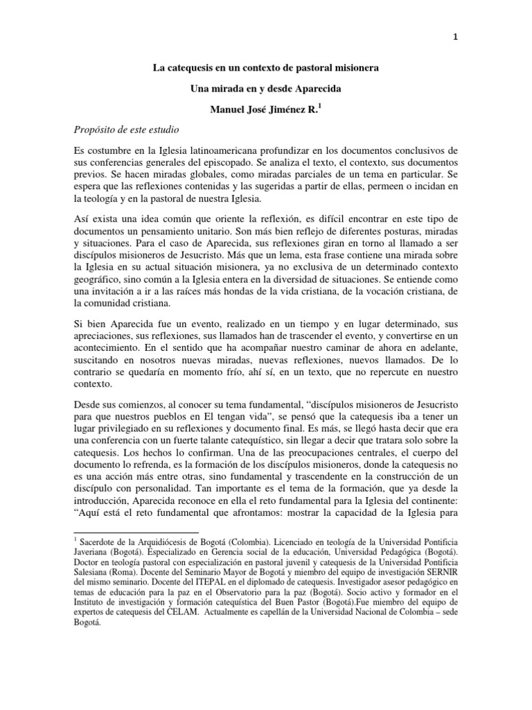 La Catequesis en Un Contexto de Pastoral Misionera | PDF | Iglesia ...