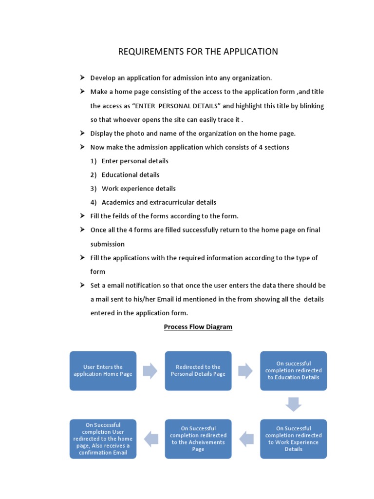 Requirements For The Application | PDF | Business