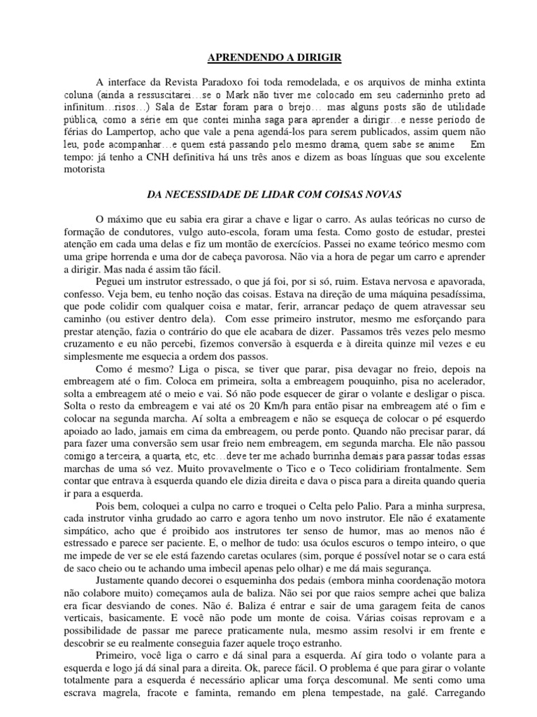 Desafios de Aprender a Dirigir | PDF | Carro | Medo