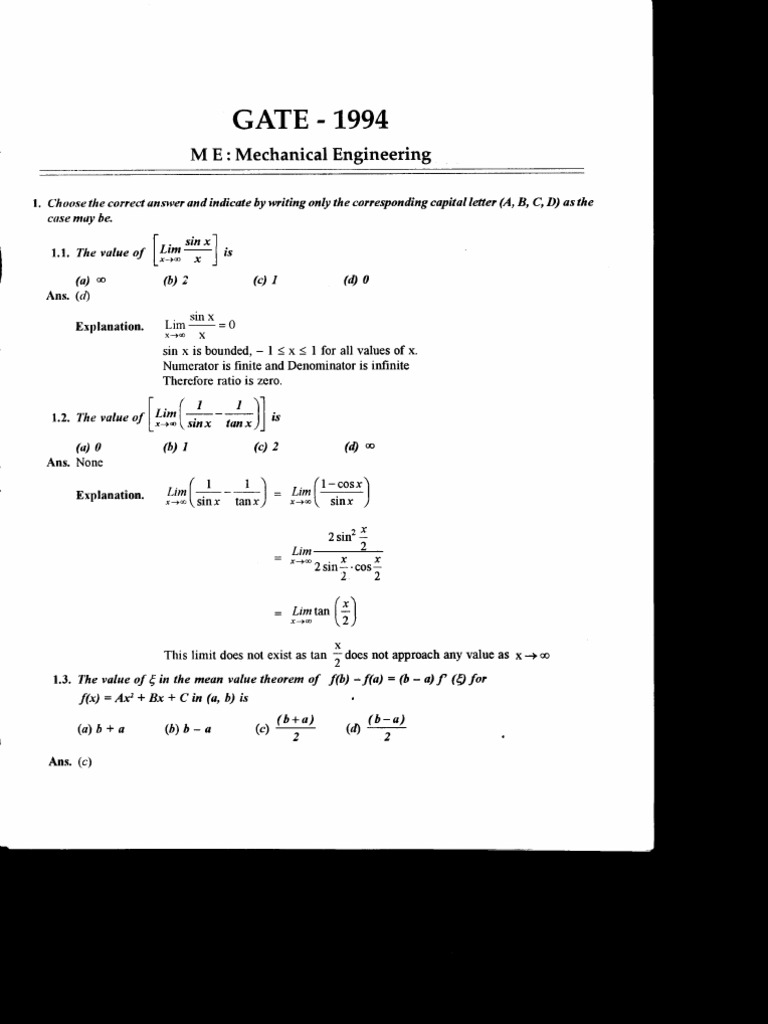 Gate 1994 | PDF | Science & Mathematics