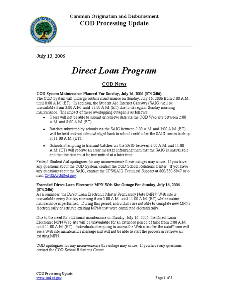 COD Processing Update: July 2006 | PDF | Finance & Money Management ...