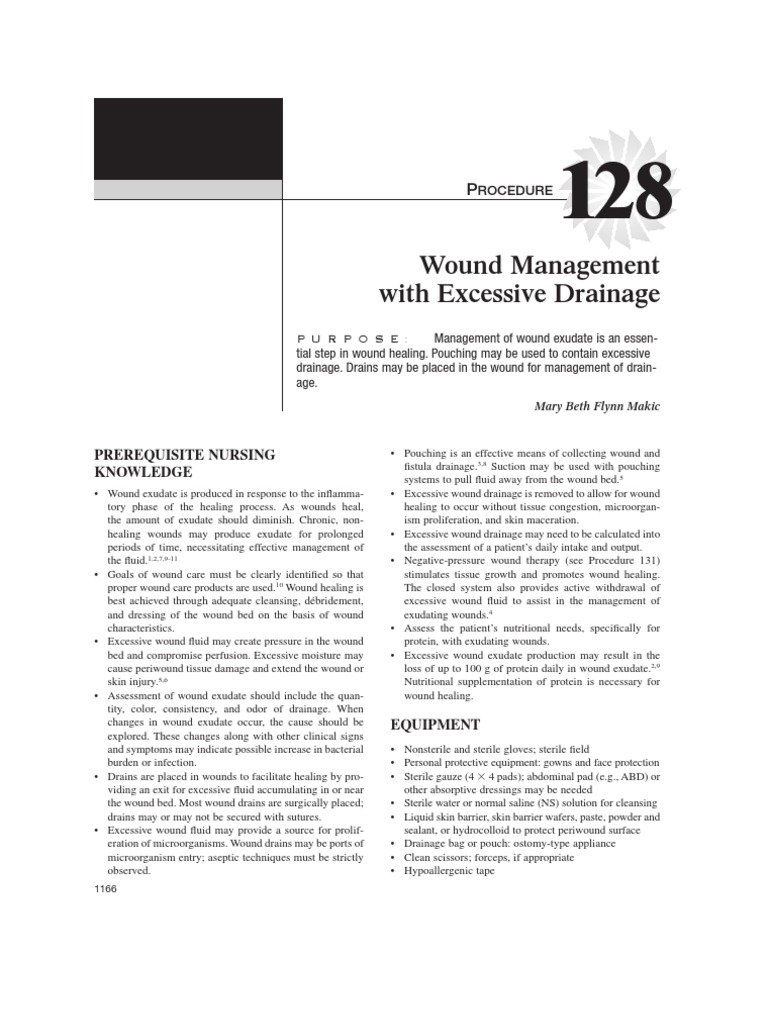 Wound Management With Excessive Drainage PDF Wound Pain