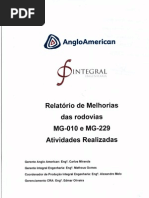 Relatório de Melhorias das Rodovias MG10 e MG 229  