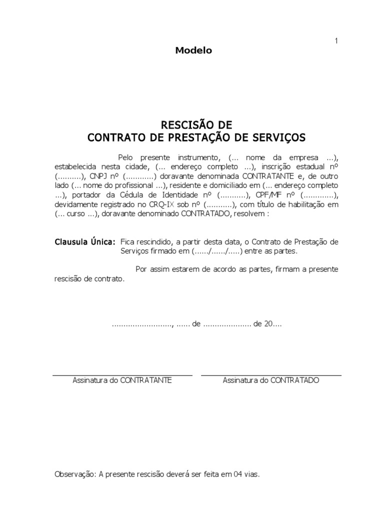 Carta de Rescisao de Contrato