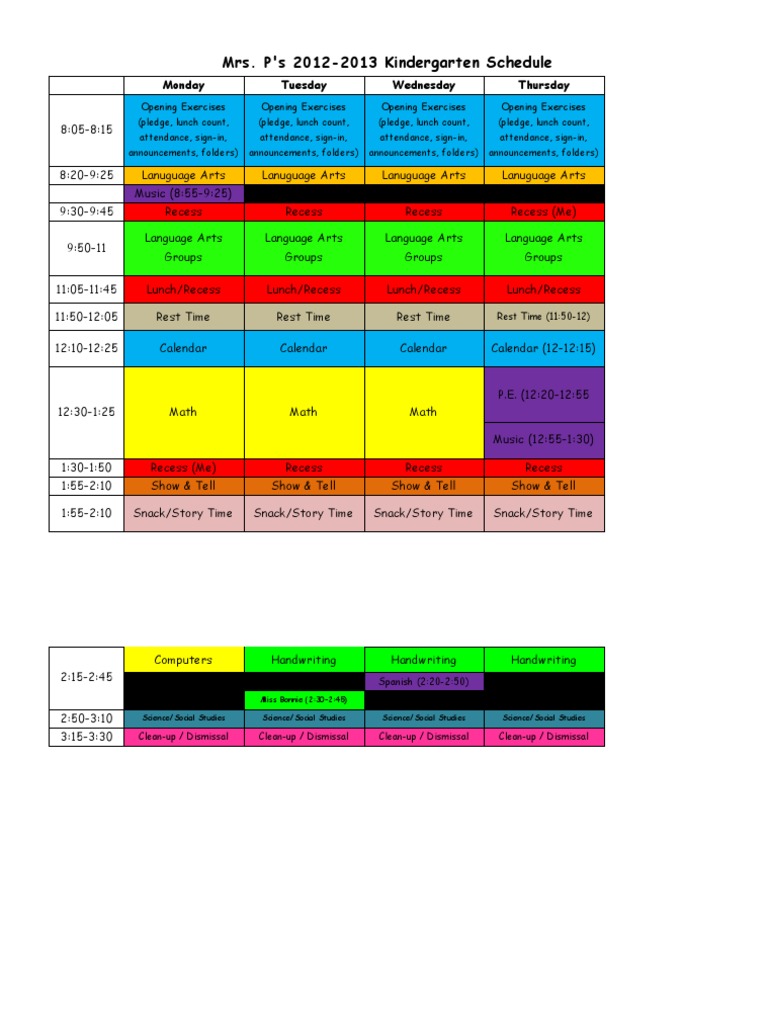 2012-2013 Schedule | PDF | Language Arts & Discipline