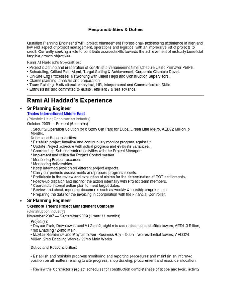 Planning Engineer Responsibilities | Pdf | Project Management | Risk  Management