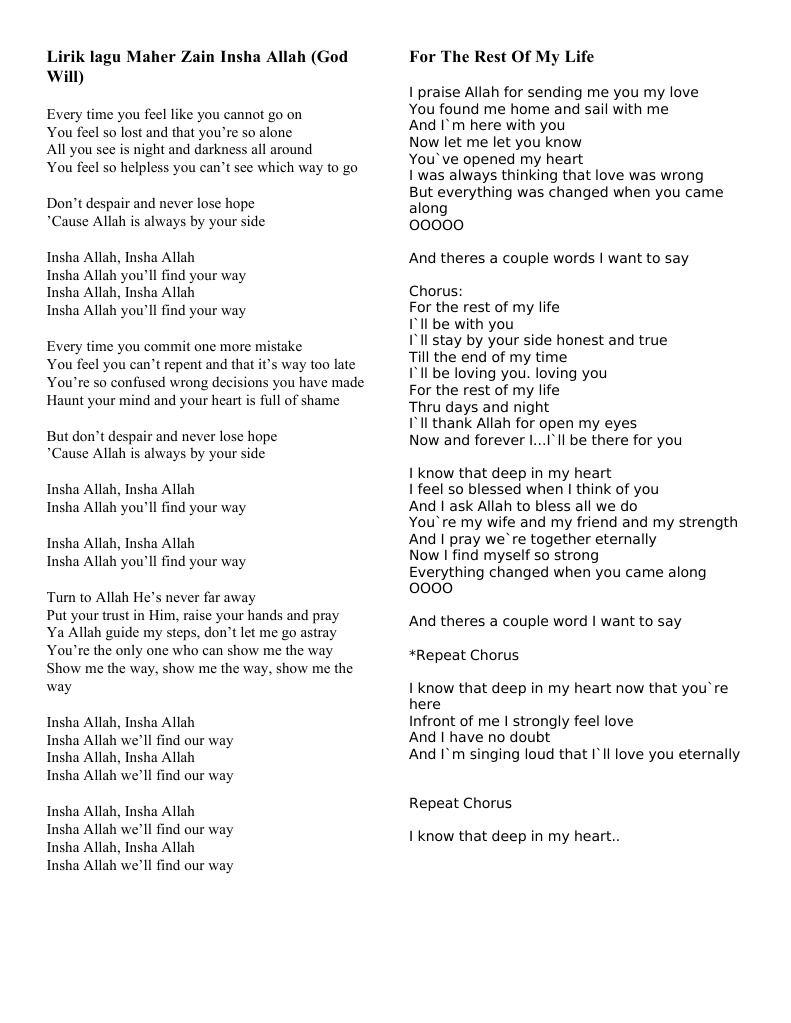 Teks Lagu Give Thanks To Allah - Berbagi Teks Penting