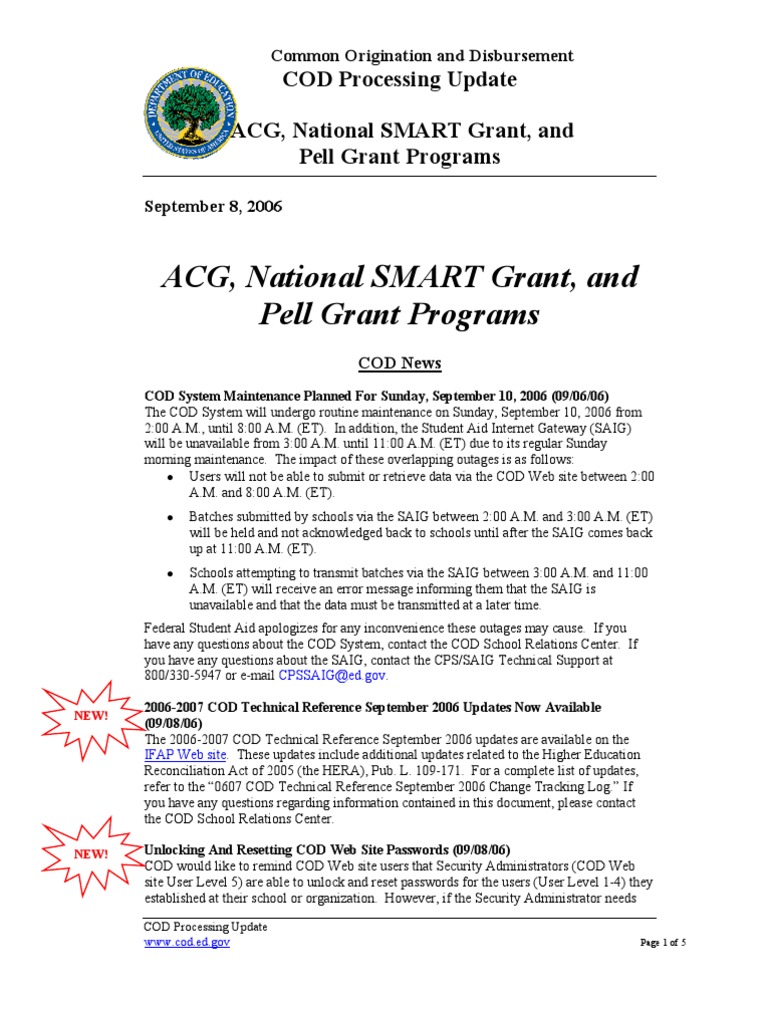 Description: Tags: 0908CODProcUpdatePell | PDF | Pell Grant | Password