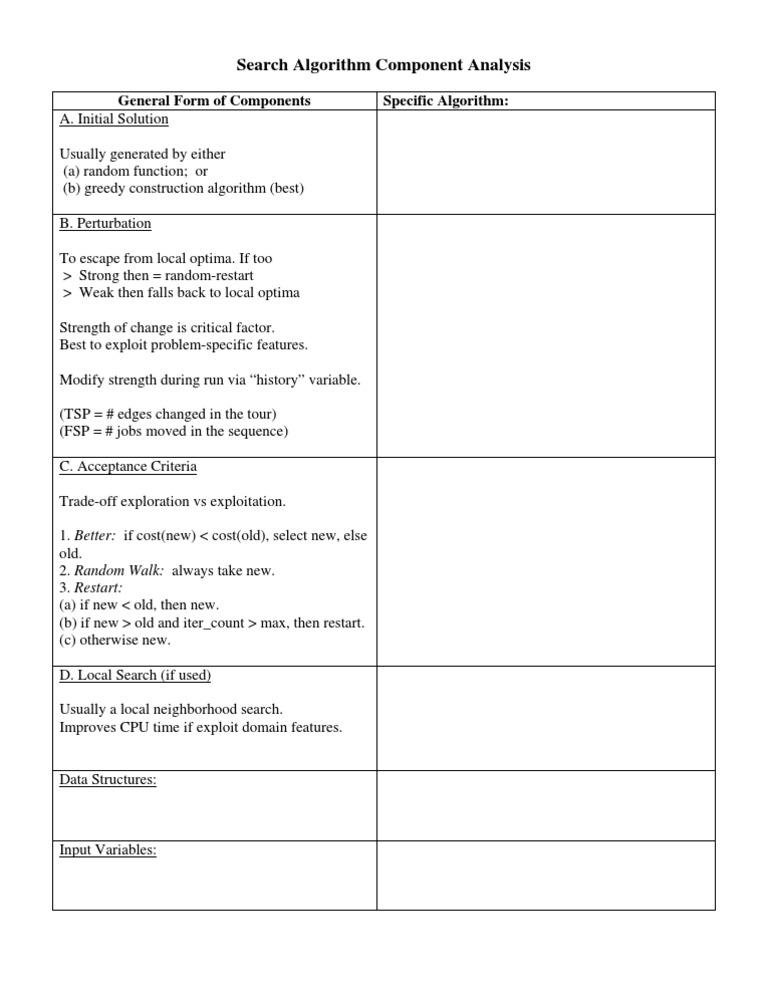 Algorithm Component Analysis Template | PDF