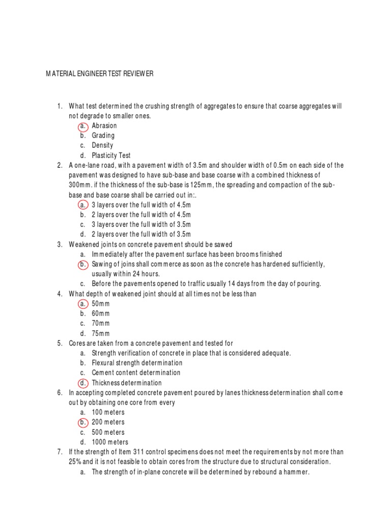 Material Engineer Test Reviewer PDF