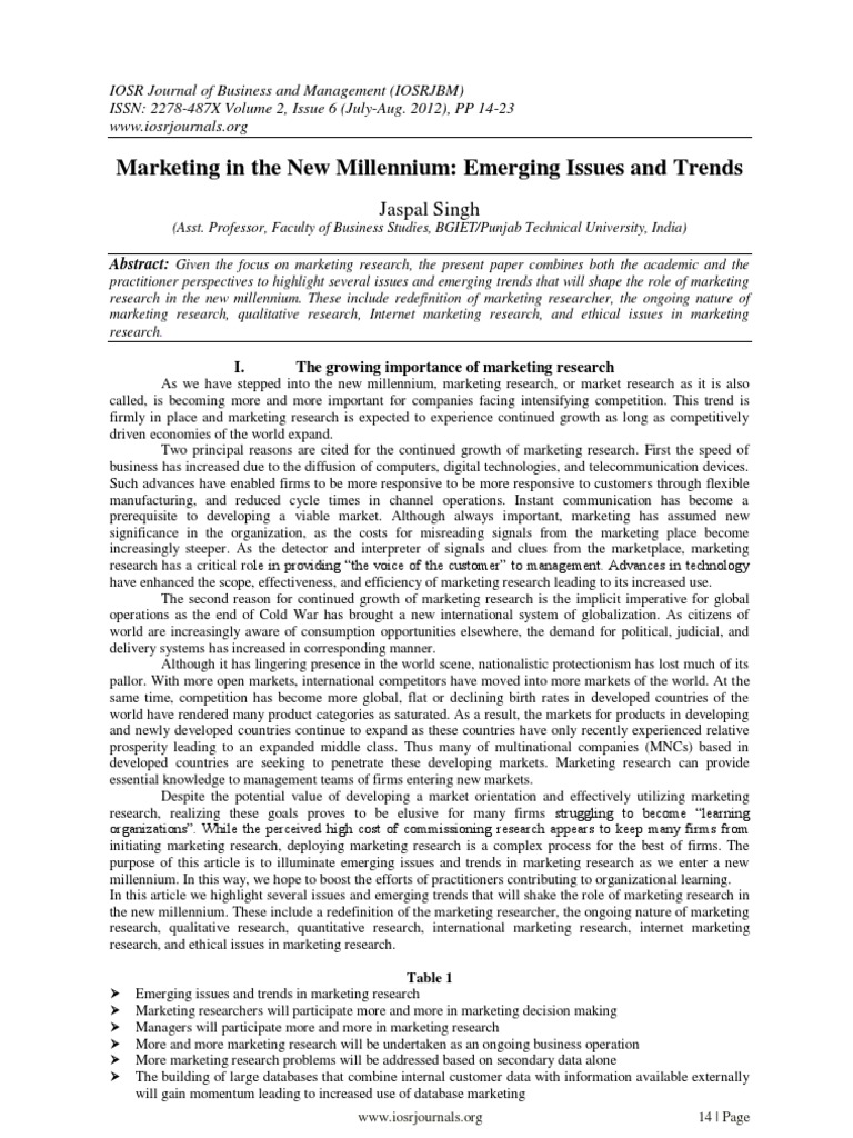 Emerging Trends in Marketing Research | PDF