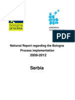 Serbia Report Regarding The Bologna Process Implementation 2009-2012