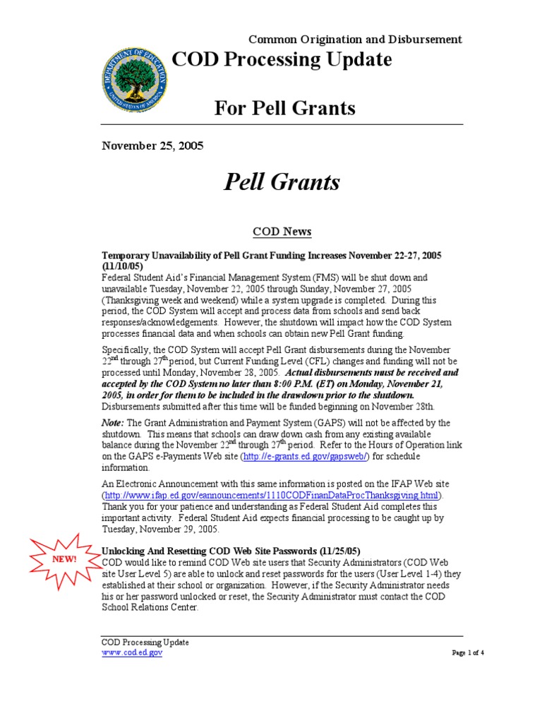 Pell Grant COD Processing Update 2005 | PDF | Pell Grant | Password