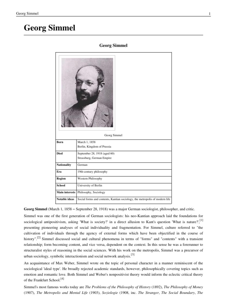 Georg Simmel | PDF | Academia | Academic Discipline Interactions