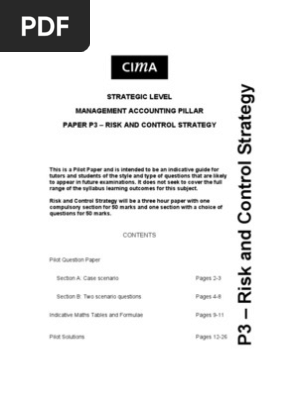 Cima P3 Management Accounting Risk And Control Strategy - 