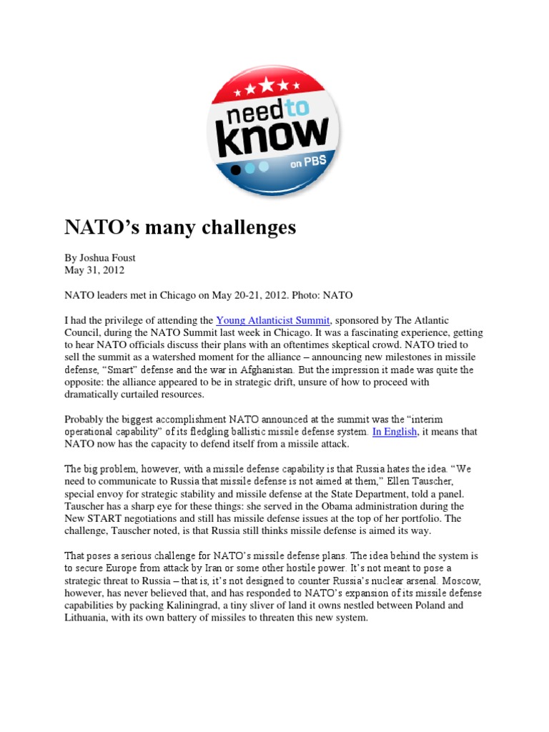 NATO's Strategic Challenges Explained | PDF | Missile Defense | Nato