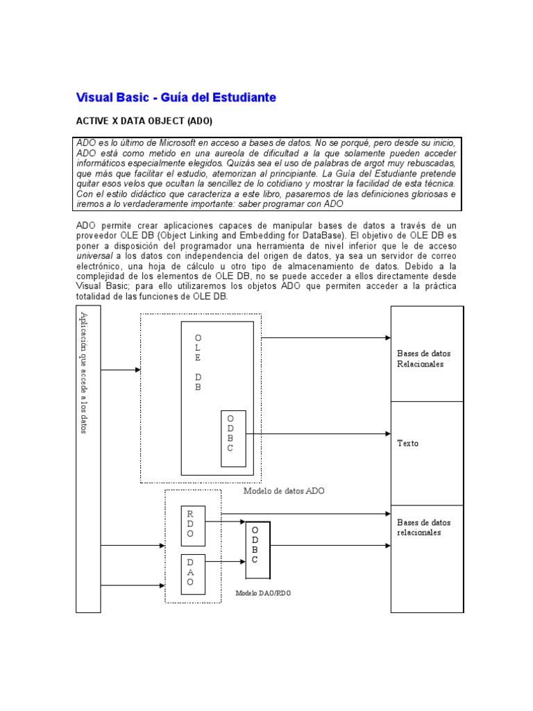 Guía de ADO en Visual Basic | PDF | Active X Data Objects | Servidor ...