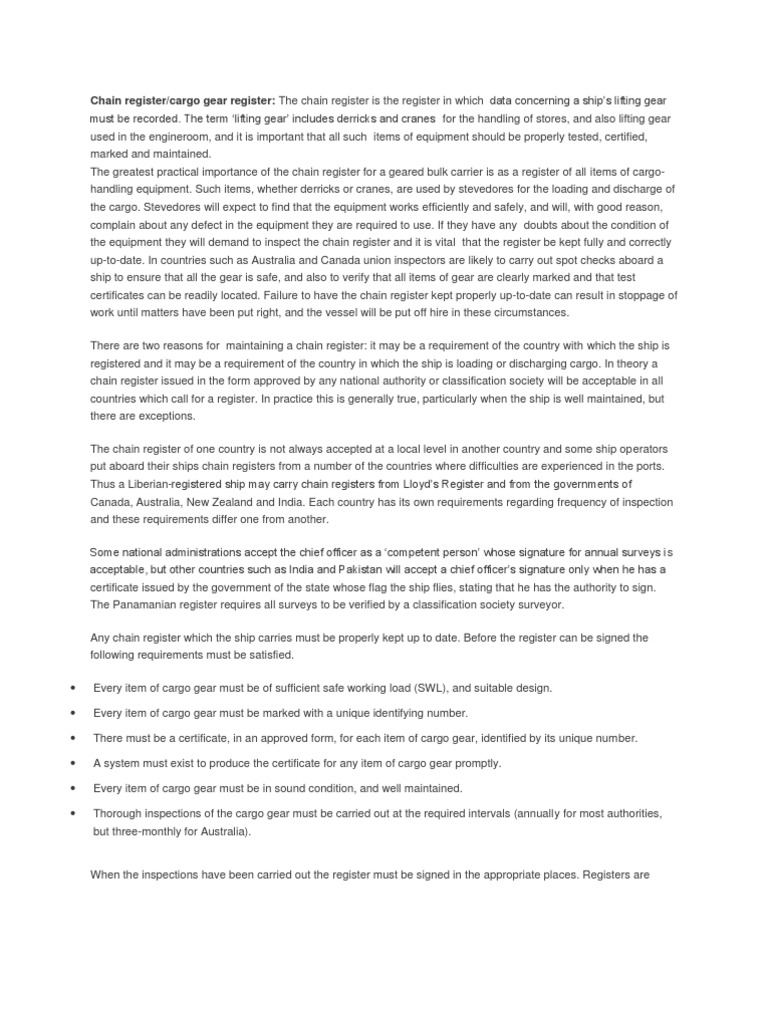 Chain Register PDF Stevedore Ships