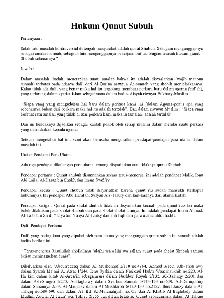 Hukum Qunut Pdf