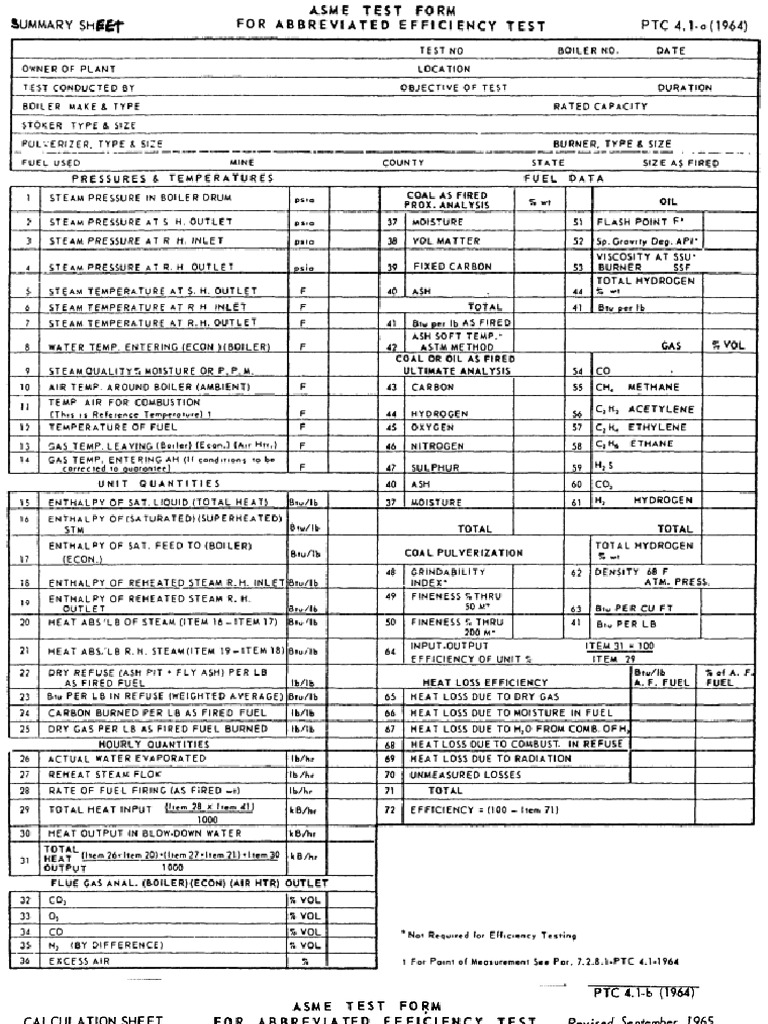 ASME EfficiencyTest Boilers Form | PDF