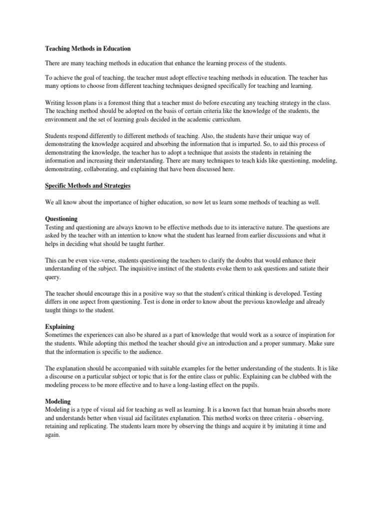 Effective Teaching Methods Explained | PDF | Science & Mathematics
