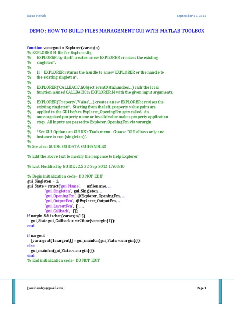 Demo: Matlab Management File and Menu Editor, Toolbar Editor | PDF ...